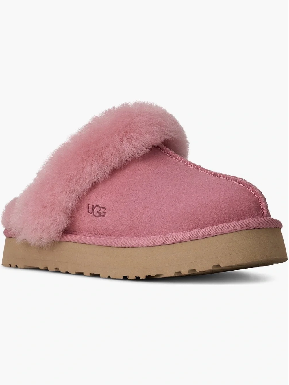 UGG Pink Shearling-Trim Slide Slippers